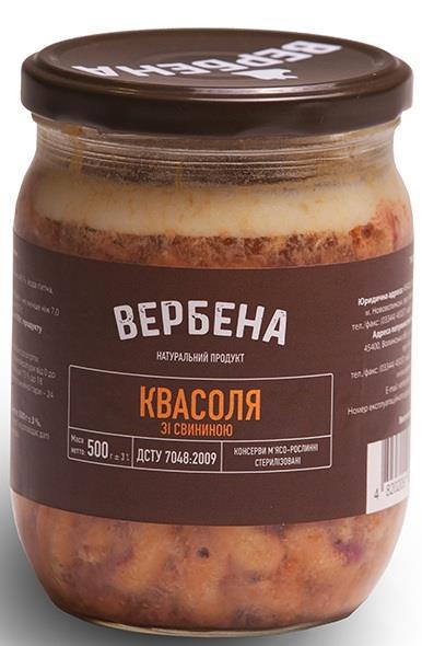 Консерва Квасоля зі свининою Вербена 500 г