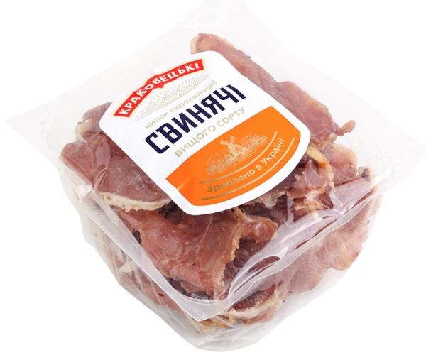 Чипси Свинячі сирокопч. вищ.сорт КРАКОВЕЦЬКІ КОВБАСИ 500 г