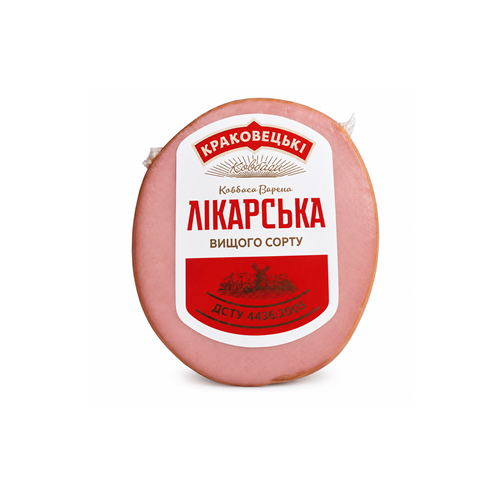 Ковбаса Лікарська варена вищ.сорт полов. КРАКОВЕЦЬКІ КОВБАСИ